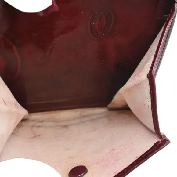 Cartier Red Double C Logo Bifold Shiny Leather Must de Wallet